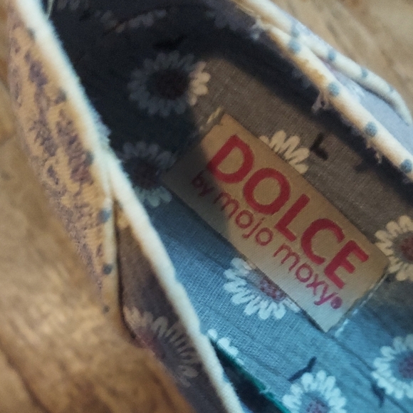 Mojo Moxy Blue and Cream Lace Heels 7.5 M - Picture 3 of 12